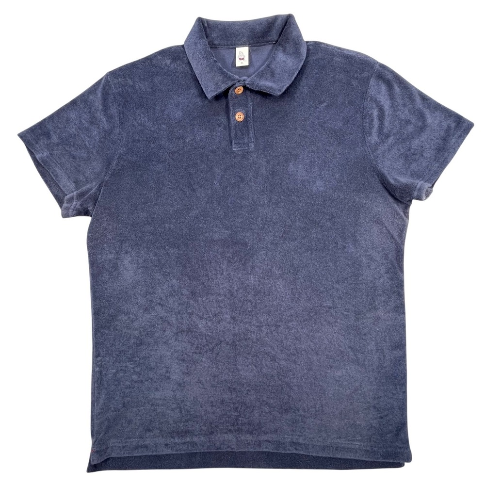 Birdwell Blue Terry Cloth Short Sleeve Polo Shirt Mens XL